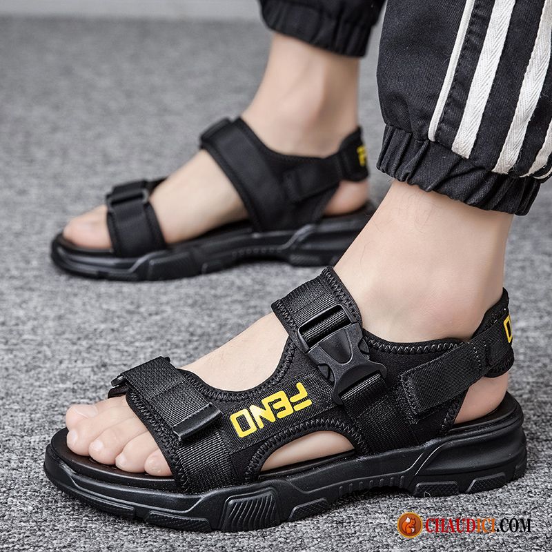 Sandales Homme Pas Cher Cuir Saumon Été Jeunesse Sandales Tendance Tous Les Assortis