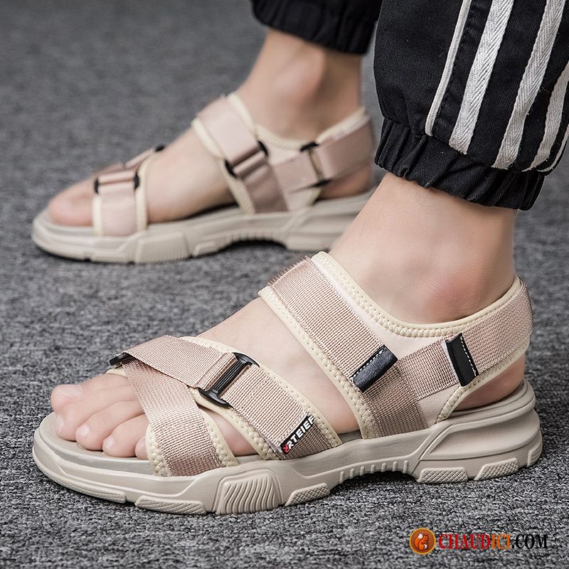 Sandales Homme Pas Cher Cuir Saumon Été Jeunesse Sandales Tendance Tous Les Assortis