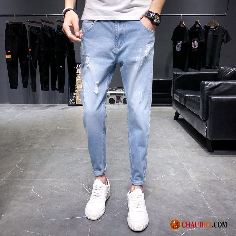 Short Jeans Homme Pas Cher Rétro Slim Gris Pantalons Homme