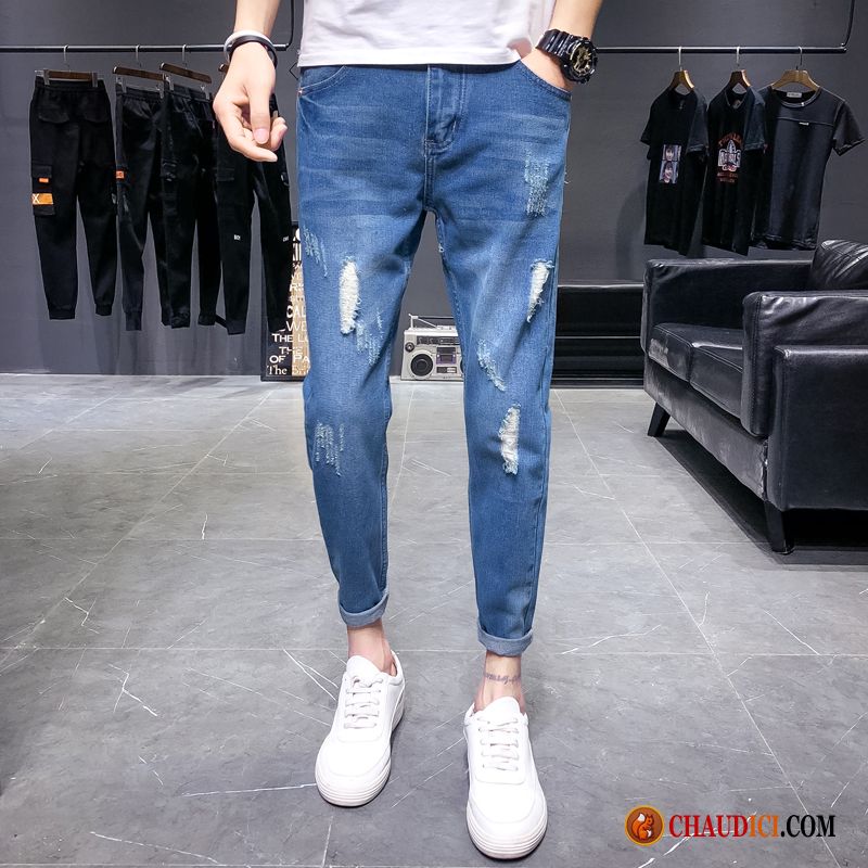 Short Jeans Homme Pas Cher Rétro Slim Gris Pantalons Homme