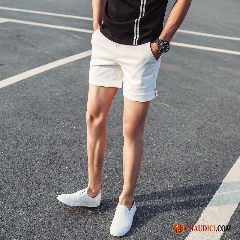 Shorts Blanc En Lin Homme Rosybrown Shorti Homme Plage Slim Pantalons