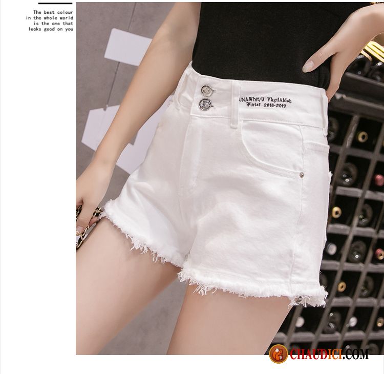 Shorts De Marque Pas Cher Blanc Pantalon Chaud Rouge Denim Femme