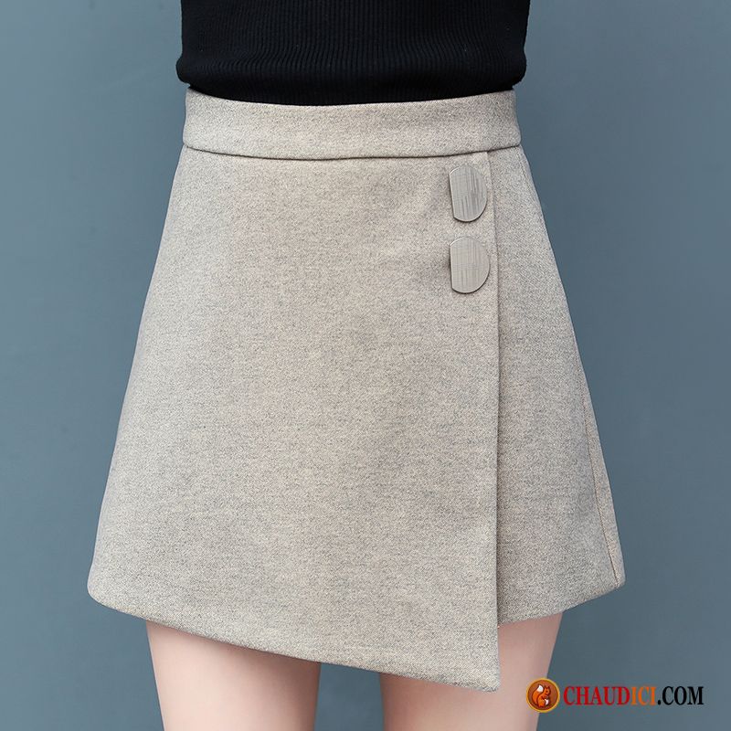 Shorts Droit Taille Haute Femme De Laine Tissu De Laine Hiver Irrégulier L'automne