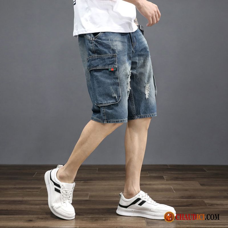 Shorts En Cuir Homme Décontractée Homme Shorti Cinquième Pantalon Tendance