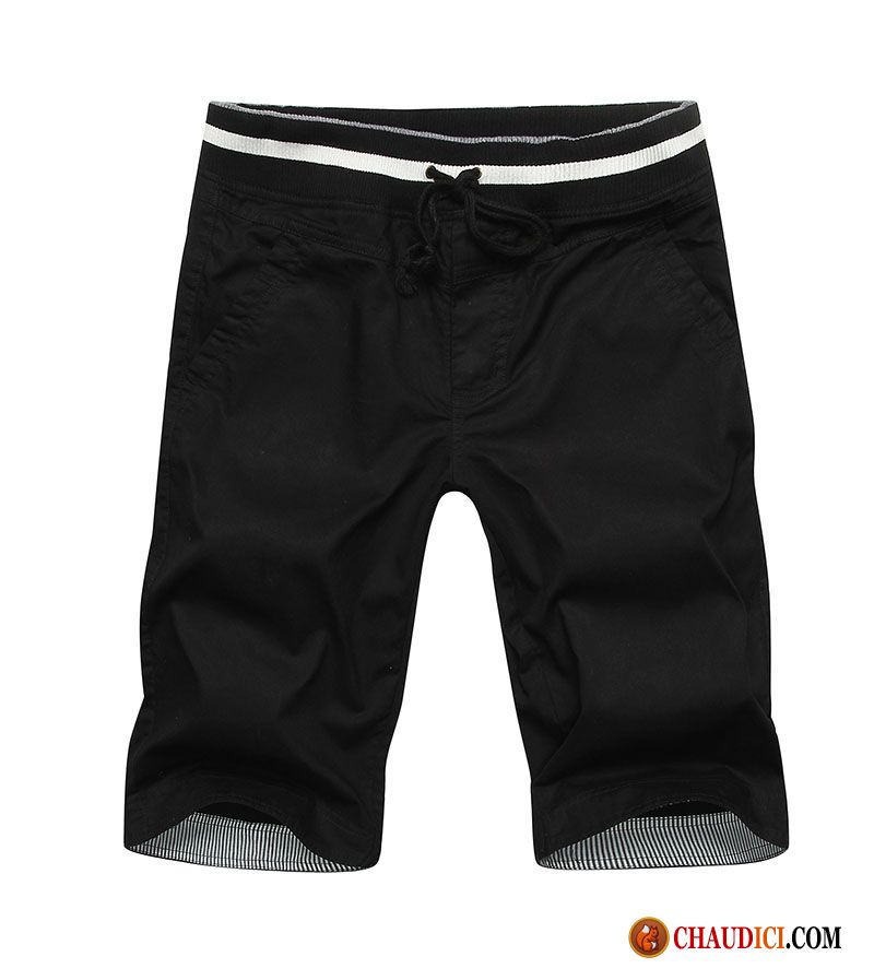 Shorts Fluide Noir Ambre Homme Plage Légère Cinquième Pantalon Coton Bio