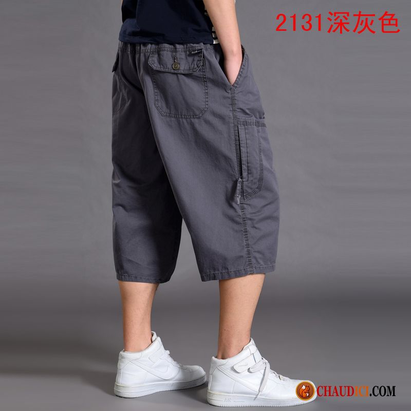 Shorts Homme Bleu Marine Septième Pantalon Cargo Sport Homme Grande Taille