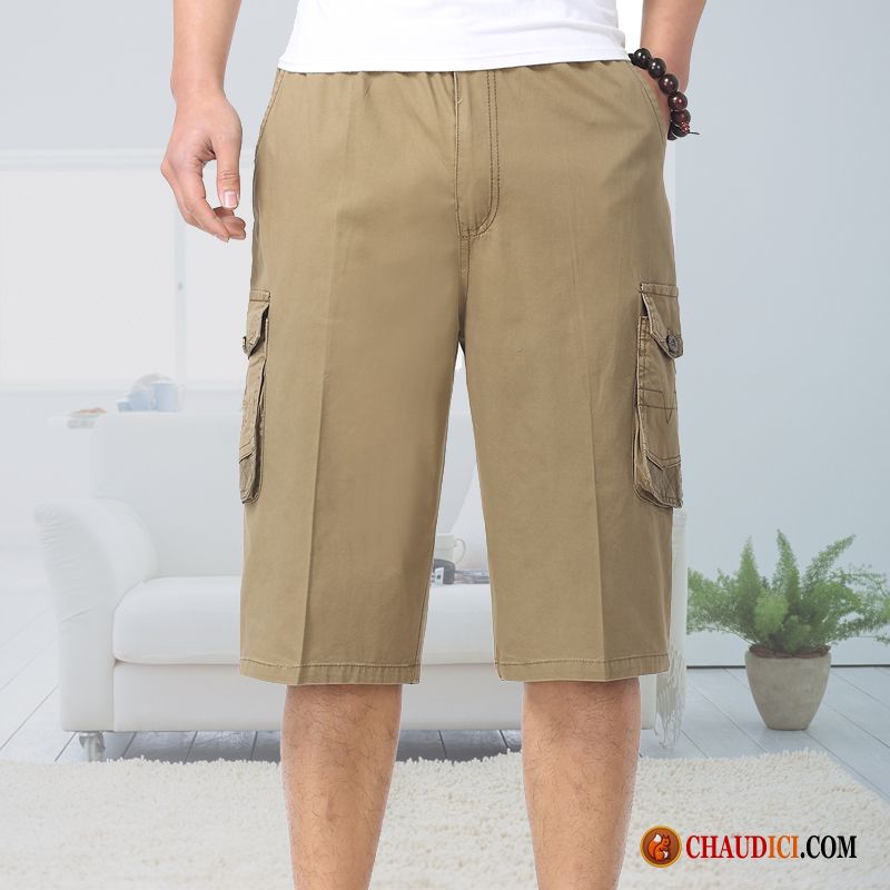 Shorts Homme Mode Rouge Plage Âge Moyen Coton Baggy Septième Pantalon