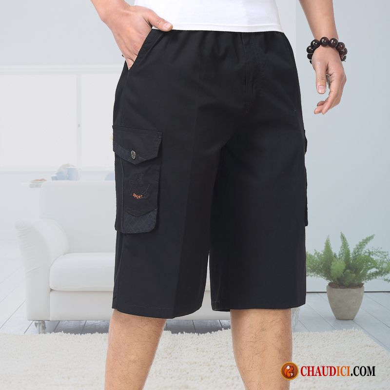 Shorts Homme Mode Rouge Plage Âge Moyen Coton Baggy Septième Pantalon