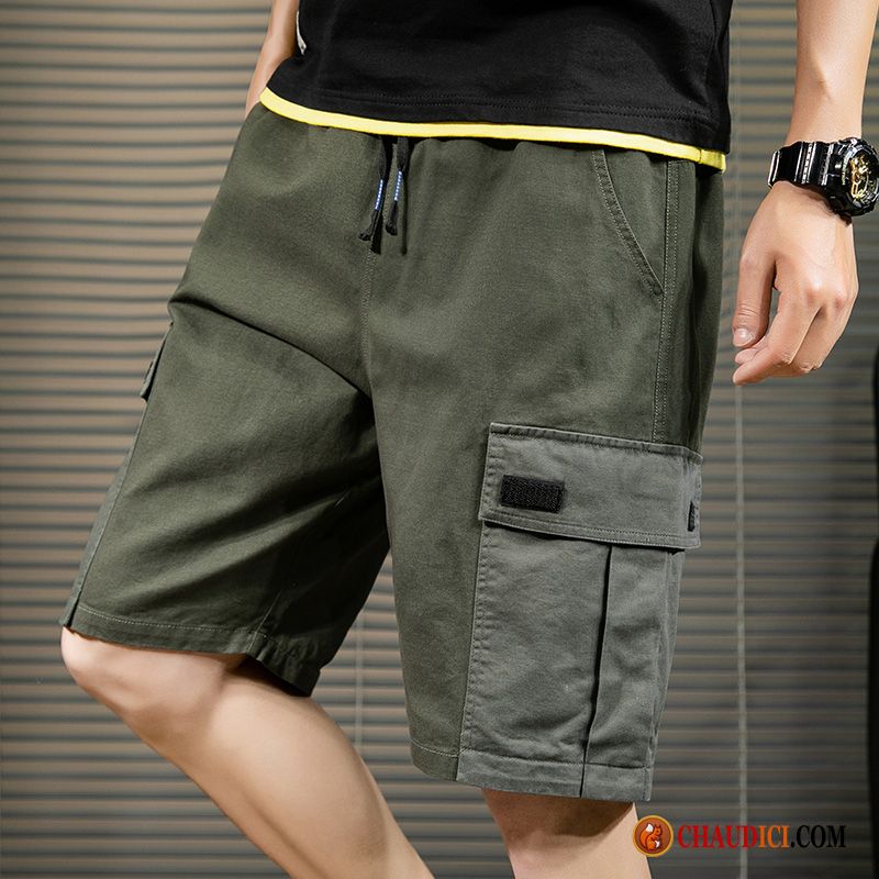 Shorts Homme Noir Bisque Shorti Cargo Cinquième Pantalon Les Adolescents Homme Pas Cher