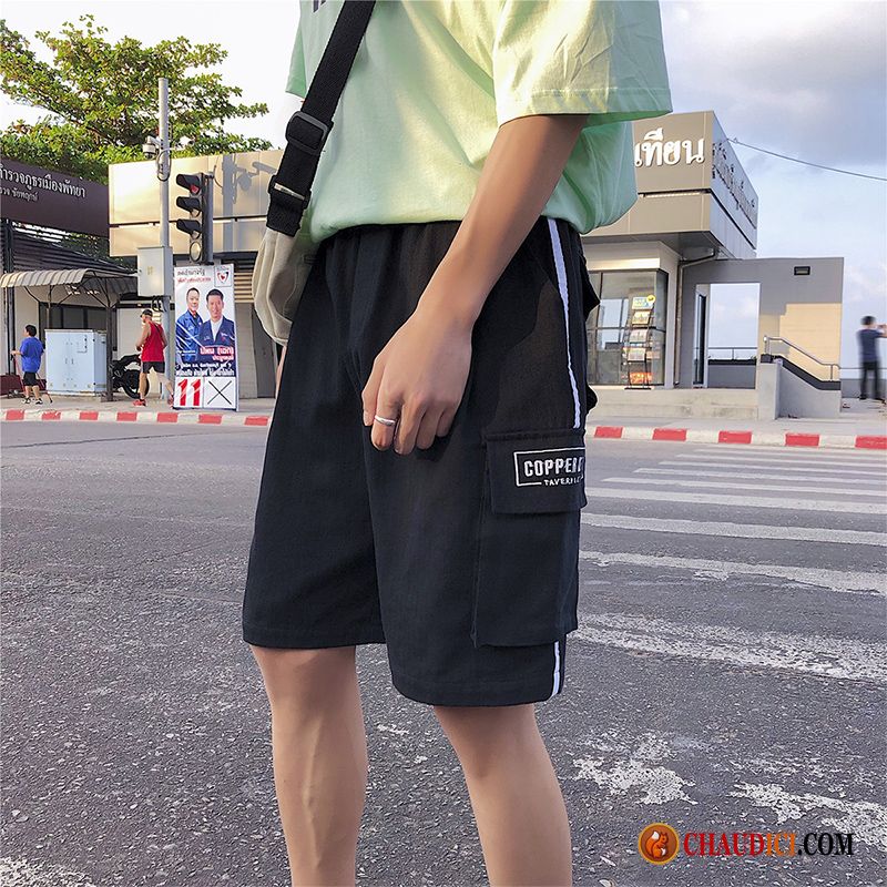 Shorts Homme Noir Tendance Été Cinquième Pantalon Noir Homme En Ligne