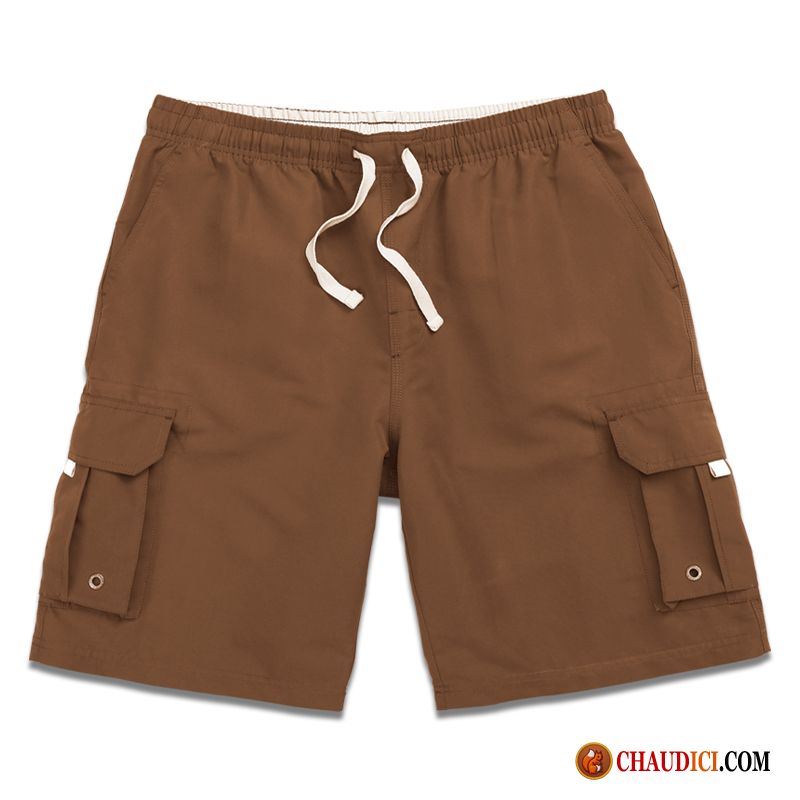 Shorts Kaki Homme Cargo Été Baggy Décontractée Cinquième Pantalon