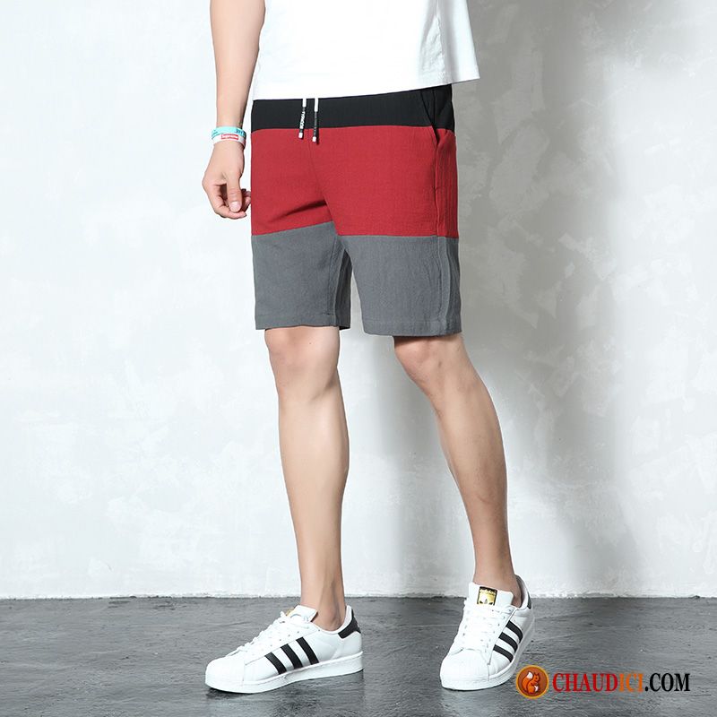 Shorts Lin Pas Cher Rouge Légèrement Jeunesse Baggy Sport