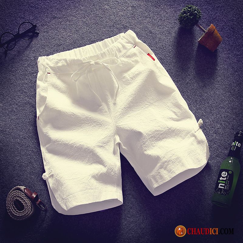 Shorts Mode Pour Homme Blanc Pantalon Shorti Coton Bio Gros Soldes
