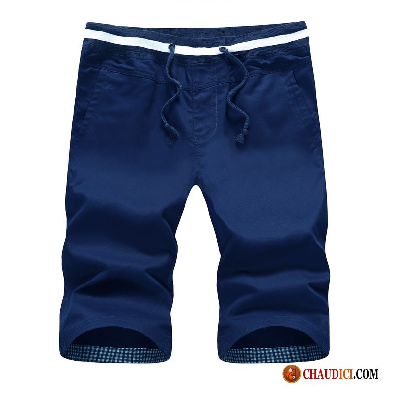 Shorts Rayé Homme Coton Bio Homme Plage Cinquième Pantalon Décontractée