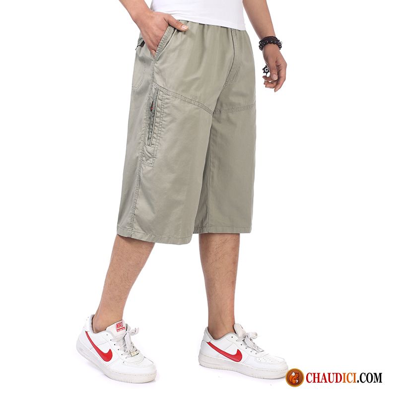 Shorts Simili Cuir Homme Âge Moyen Gras Cargo Shorti Pantalon