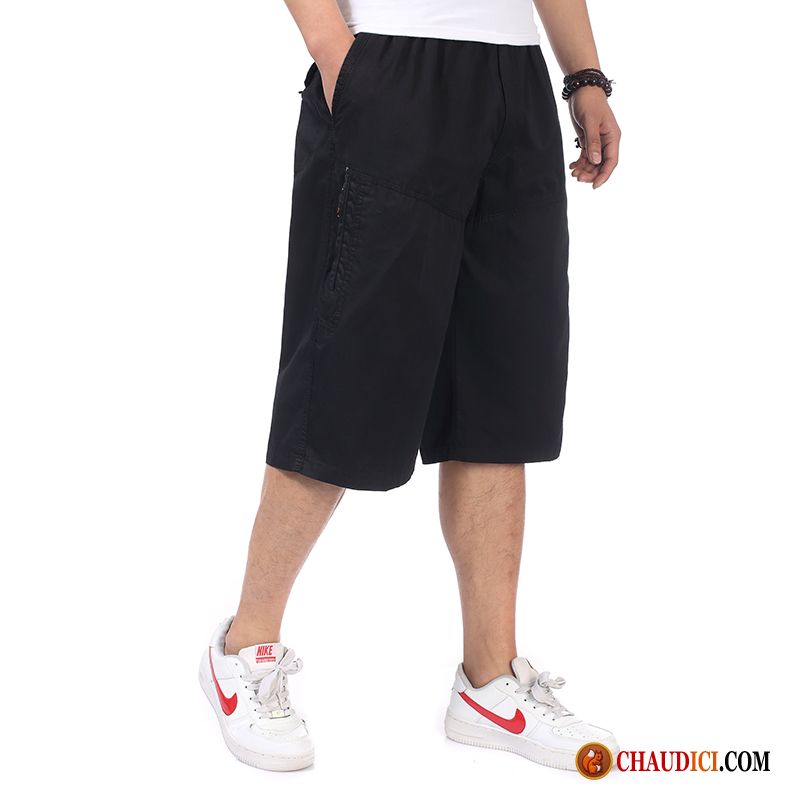 Shorts Simili Cuir Homme Âge Moyen Gras Cargo Shorti Pantalon