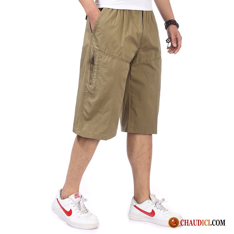 Shorts Simili Cuir Homme Âge Moyen Gras Cargo Shorti Pantalon