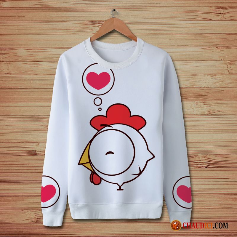 Sous Sweat À Capuche Col Cheminée Homme Dessin Animé Pullovers Hoodies Poulet Impression Pas Cher