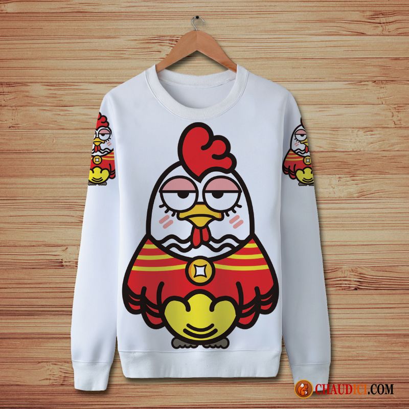 Sous Sweat À Capuche Col Cheminée Homme Dessin Animé Pullovers Hoodies Poulet Impression Pas Cher