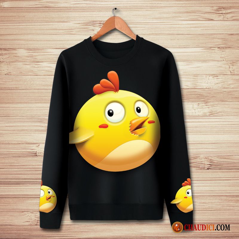 Sous Sweat À Capuche Col Cheminée Homme Dessin Animé Pullovers Hoodies Poulet Impression Pas Cher