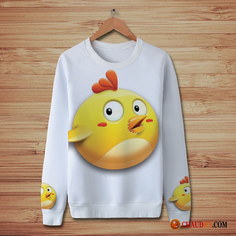 Sous Sweat À Capuche Col Cheminée Homme Dessin Animé Pullovers Hoodies Poulet Impression Pas Cher