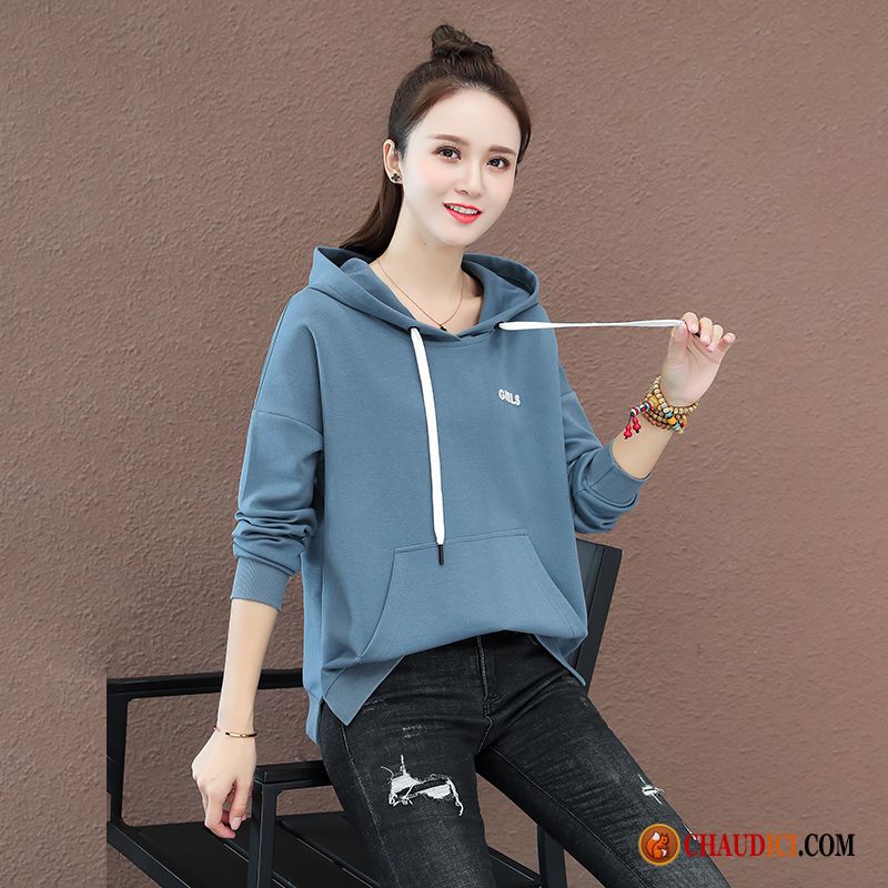 Sweat Femme Bleu Femme L'automne Capuche Une Veste En Ligne