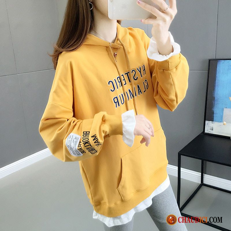 Sweat Long Femme Palegoldenrod Printemps Deux-pièces Manteau Femme Hoodies Pas Cher