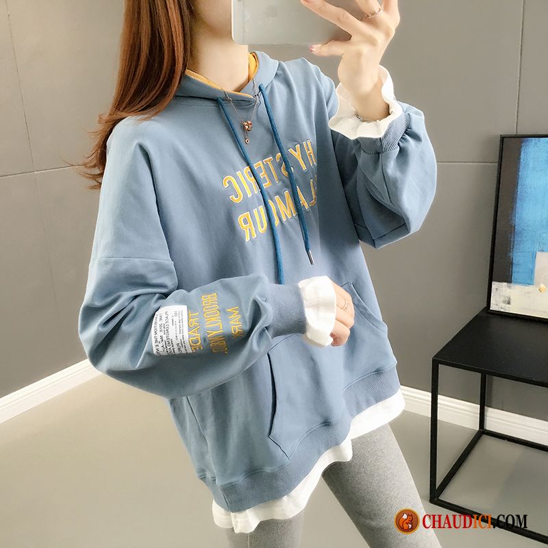 Sweat Long Femme Palegoldenrod Printemps Deux-pièces Manteau Femme Hoodies Pas Cher