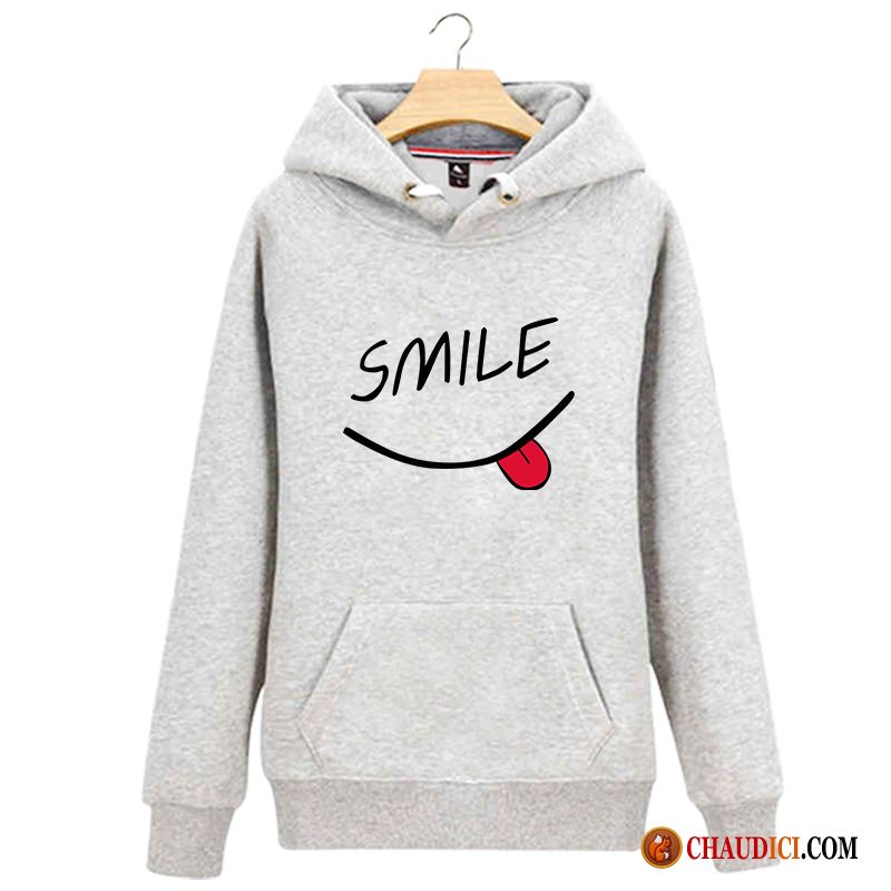 Sweat À Capuche Blanc Col V Encapuchonné Femme Décontractée Étudiant Hoodies France