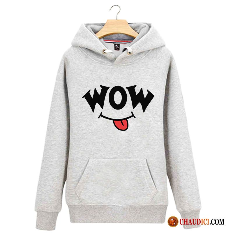 Sweat À Capuche Blanc Col V Encapuchonné Femme Décontractée Étudiant Hoodies France