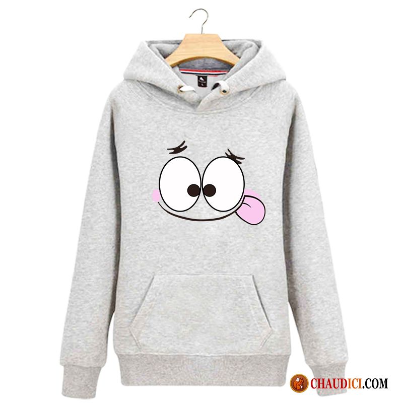 Sweat À Capuche Blanc Col V Encapuchonné Femme Décontractée Étudiant Hoodies France