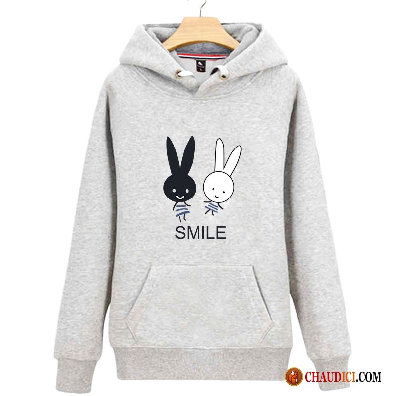 Sweat À Capuche Blanc Col V Encapuchonné Femme Décontractée Étudiant Hoodies France