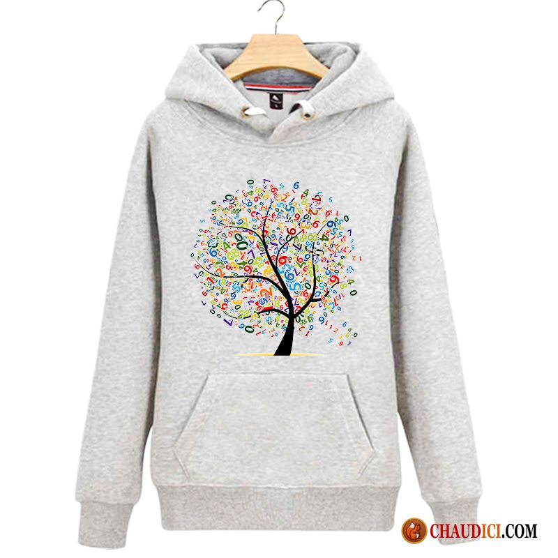 Sweat À Capuche Blanc Col V Encapuchonné Femme Décontractée Étudiant Hoodies France