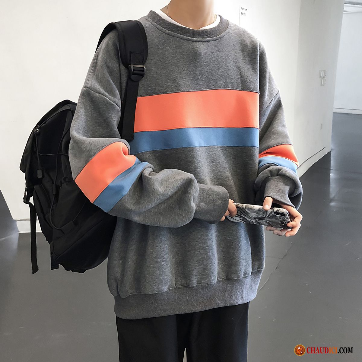 Sweat À Capuche Bleu Marine Homme Pérou Une Veste L'automne Décontractée Beau Baggy