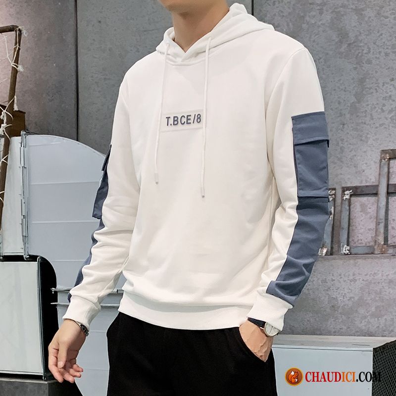 Sweat À Capuche Cardigan Homme Laine Pérou Chemise En Bas Blanc Tendance Capuche Décontractée