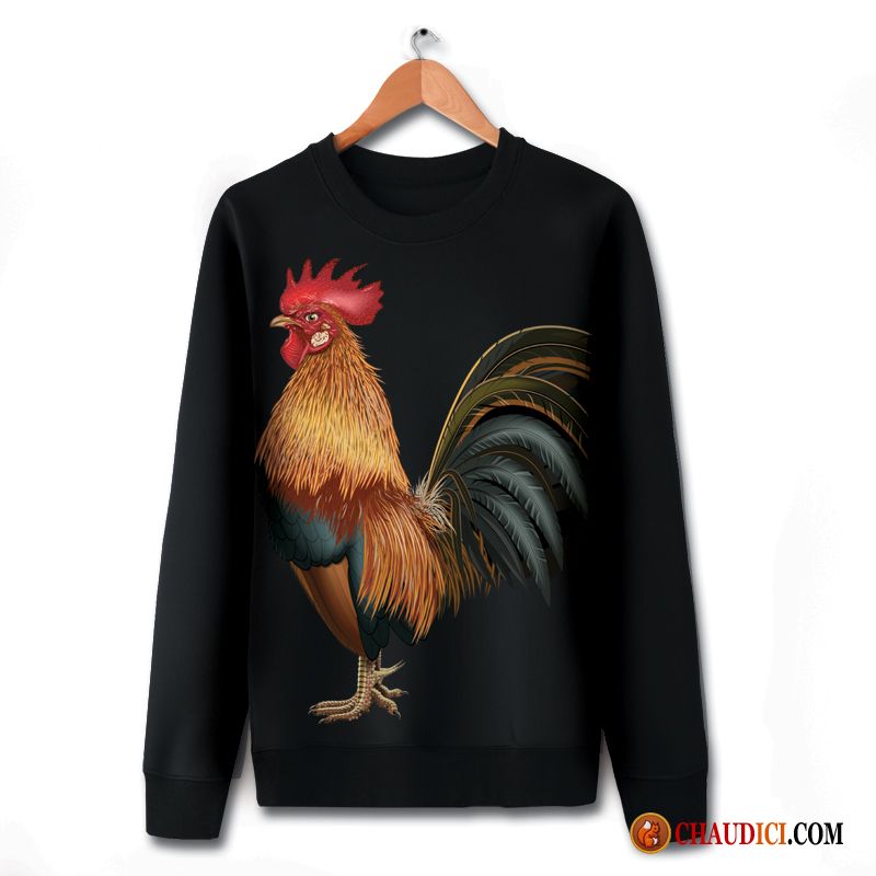 Sweat À Capuche Col Chemise Homme Bronzage Fantaisie Hoodies Homme Style Chinois Poulet France