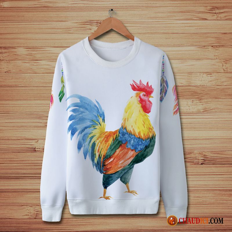 Sweat À Capuche Col Chemise Homme Bronzage Fantaisie Hoodies Homme Style Chinois Poulet France