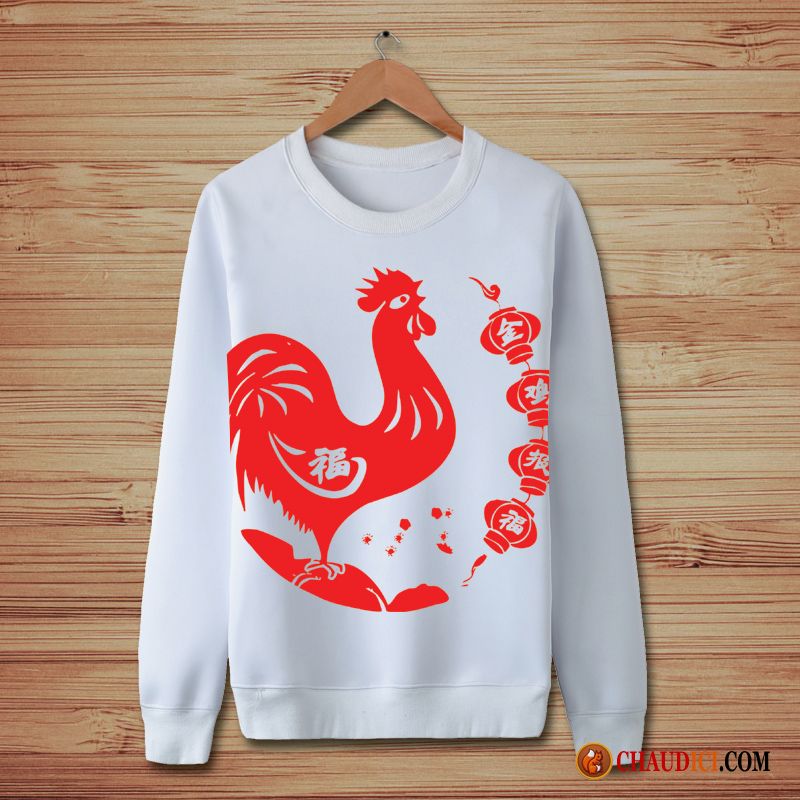 Sweat À Capuche Col Chemise Homme Bronzage Fantaisie Hoodies Homme Style Chinois Poulet France