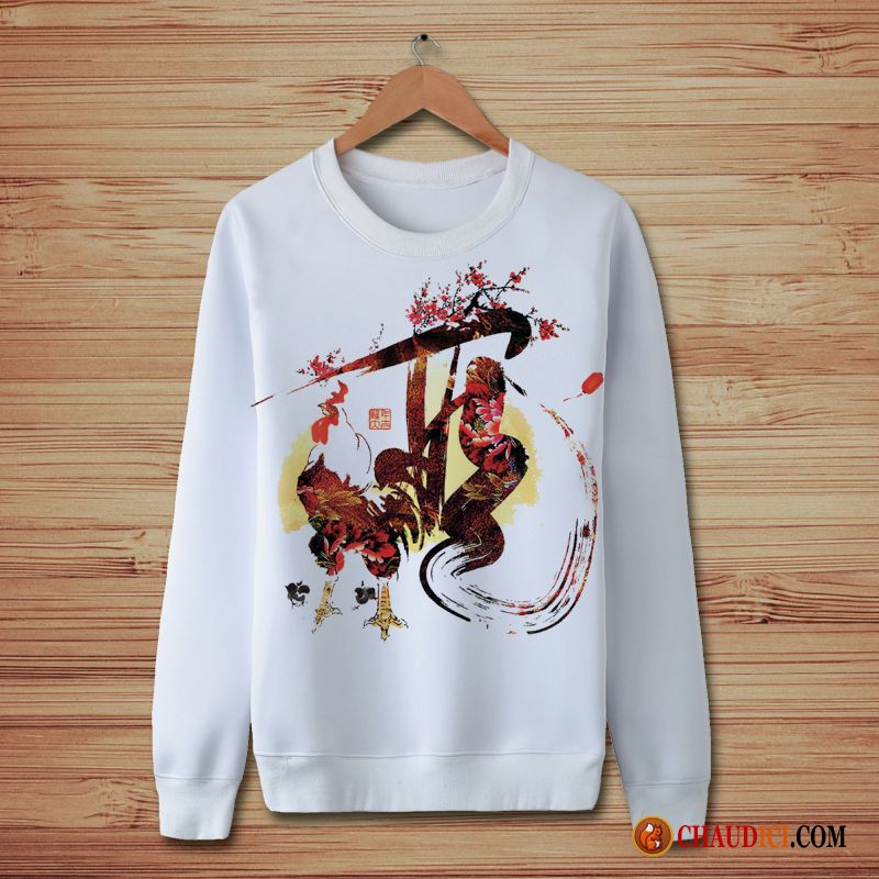 Sweat À Capuche Col Chemise Homme Bronzage Fantaisie Hoodies Homme Style Chinois Poulet France