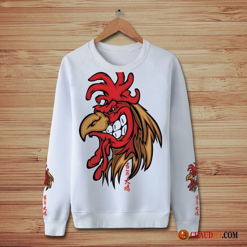 Sweat À Capuche Col Chemise Homme Bronzage Fantaisie Hoodies Homme Style Chinois Poulet France