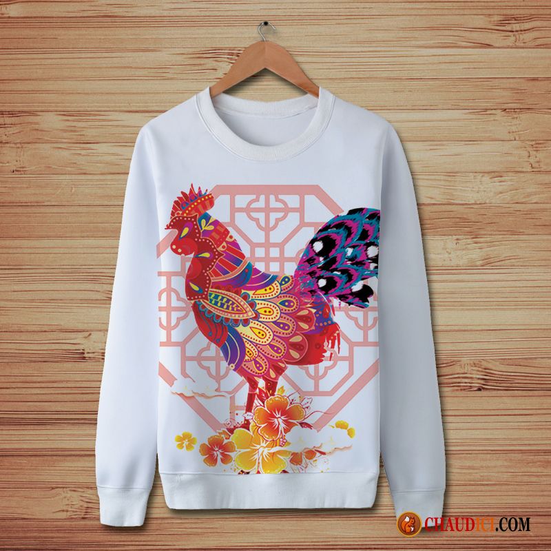 Sweat À Capuche Col Chemise Homme Bronzage Fantaisie Hoodies Homme Style Chinois Poulet France