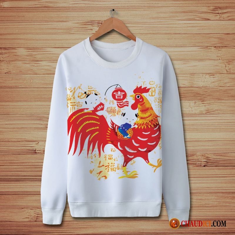 Sweat À Capuche Col Chemise Homme Bronzage Fantaisie Hoodies Homme Style Chinois Poulet France