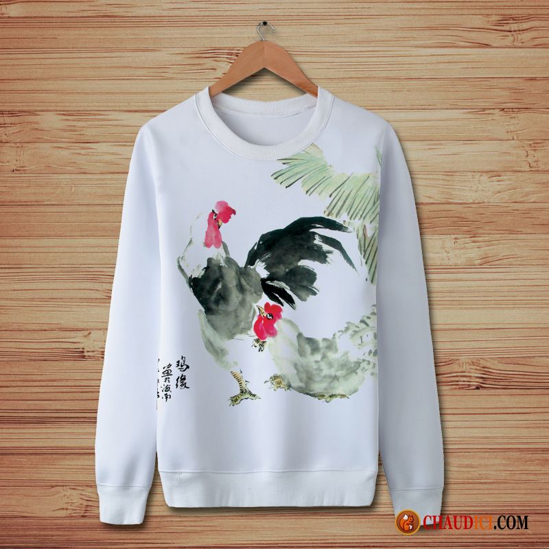 Sweat À Capuche Col Chemise Homme Bronzage Fantaisie Hoodies Homme Style Chinois Poulet France