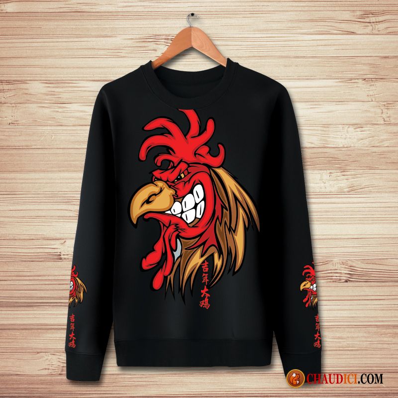 Sweat À Capuche Col Chemise Homme Bronzage Fantaisie Hoodies Homme Style Chinois Poulet France