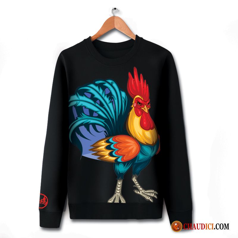 Sweat À Capuche Col Chemise Homme Bronzage Fantaisie Hoodies Homme Style Chinois Poulet France