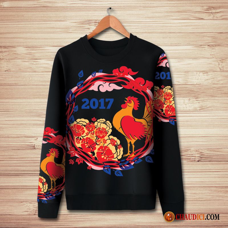 Sweat À Capuche Col Chemise Homme Bronzage Fantaisie Hoodies Homme Style Chinois Poulet France