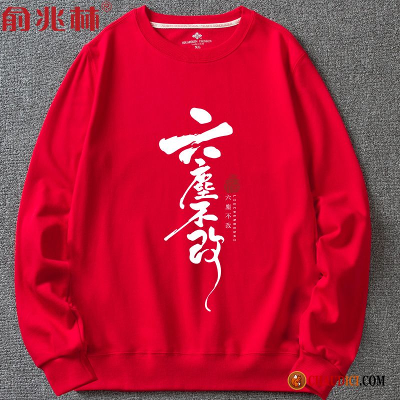 Sweat À Capuche Col Croisé Homme Printemps Rouge Tendance Longues Rétro En Ligne