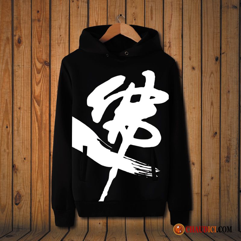 Sweat À Capuche Col V Pas Cher Style Chinois Hoodies Col Rond Créatif Homme