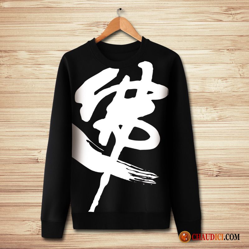 Sweat À Capuche Col V Pas Cher Style Chinois Hoodies Col Rond Créatif Homme