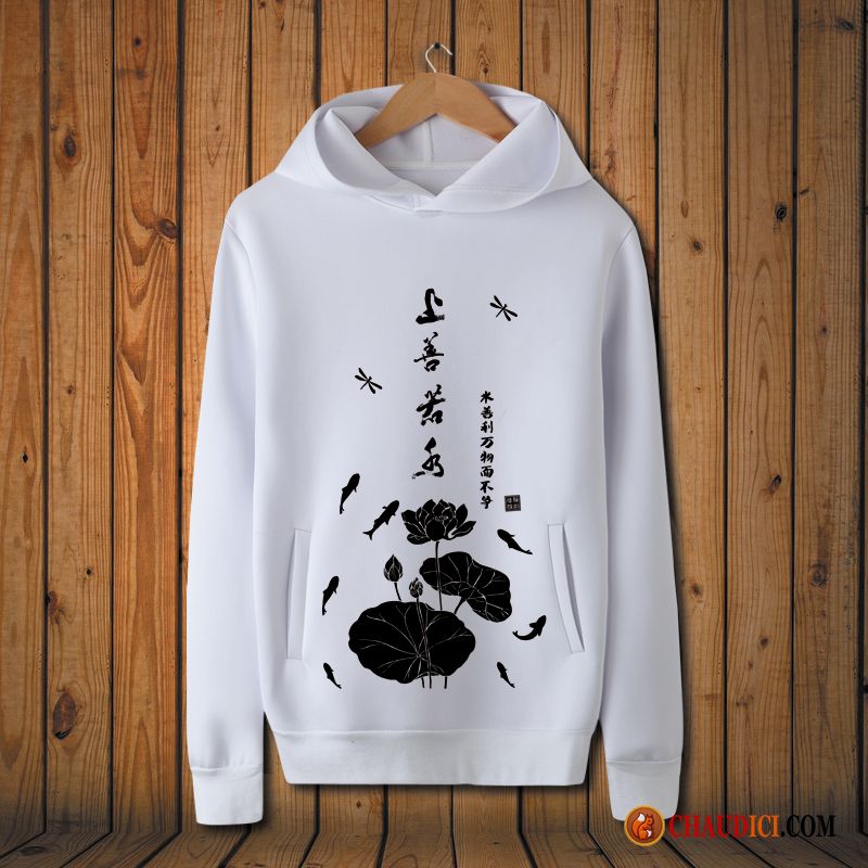 Sweat À Capuche Col V Pas Cher Style Chinois Hoodies Col Rond Créatif Homme